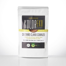 KOLOREKO Tinte natural dúo CASTAÑO CLARO COBRIZO - especial canas - pre color COBRE + tinte CASTAÑO CLARO