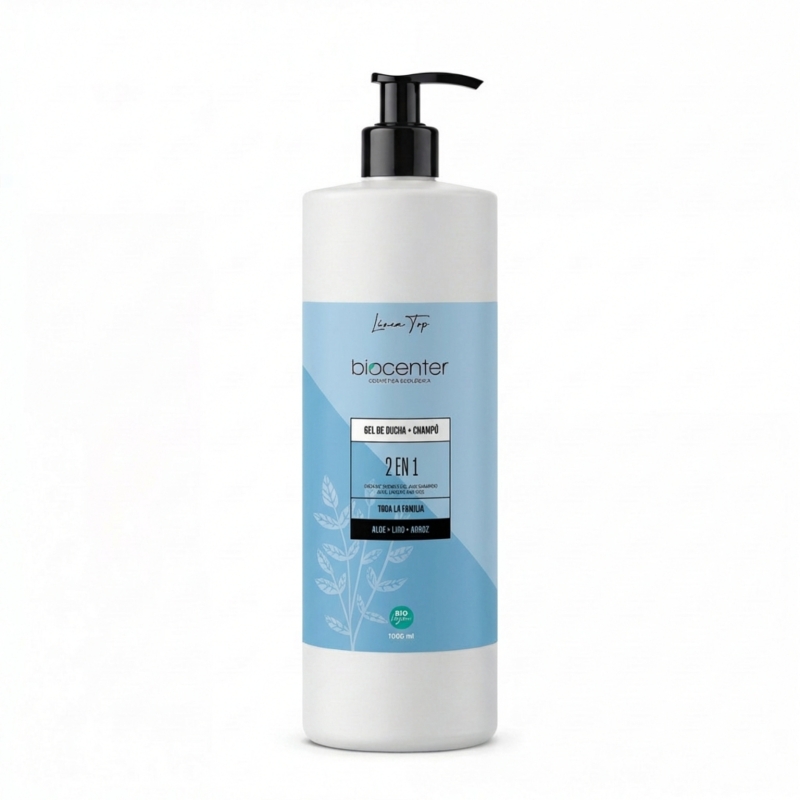 Gel de ducha y champú natural 2 en 1 BioCenter ecológico con aloe vera para toda la familia