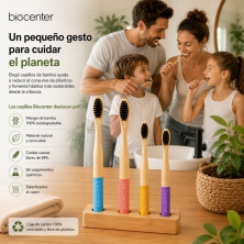 Cepillos de Dientes de Bambú Adulto con Carbón Activado Biocenter - Pack 4 unidades - Cerdas Medias sin BPA
