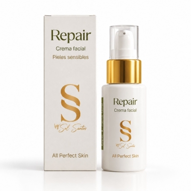Crema Facial Repair Sol Santos 30 ml para piel sensible con aloe vera orgánico y complejo botánico calmante
