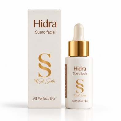 Suero Facial Hidra Sol Santos 30 ml con ácido hialurónico, granada y uva blanca para hidratación y luminosidad